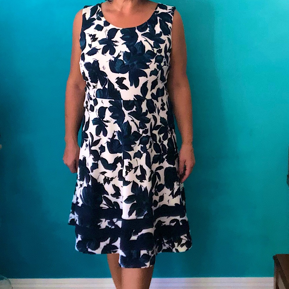 Cream and Blue Dress